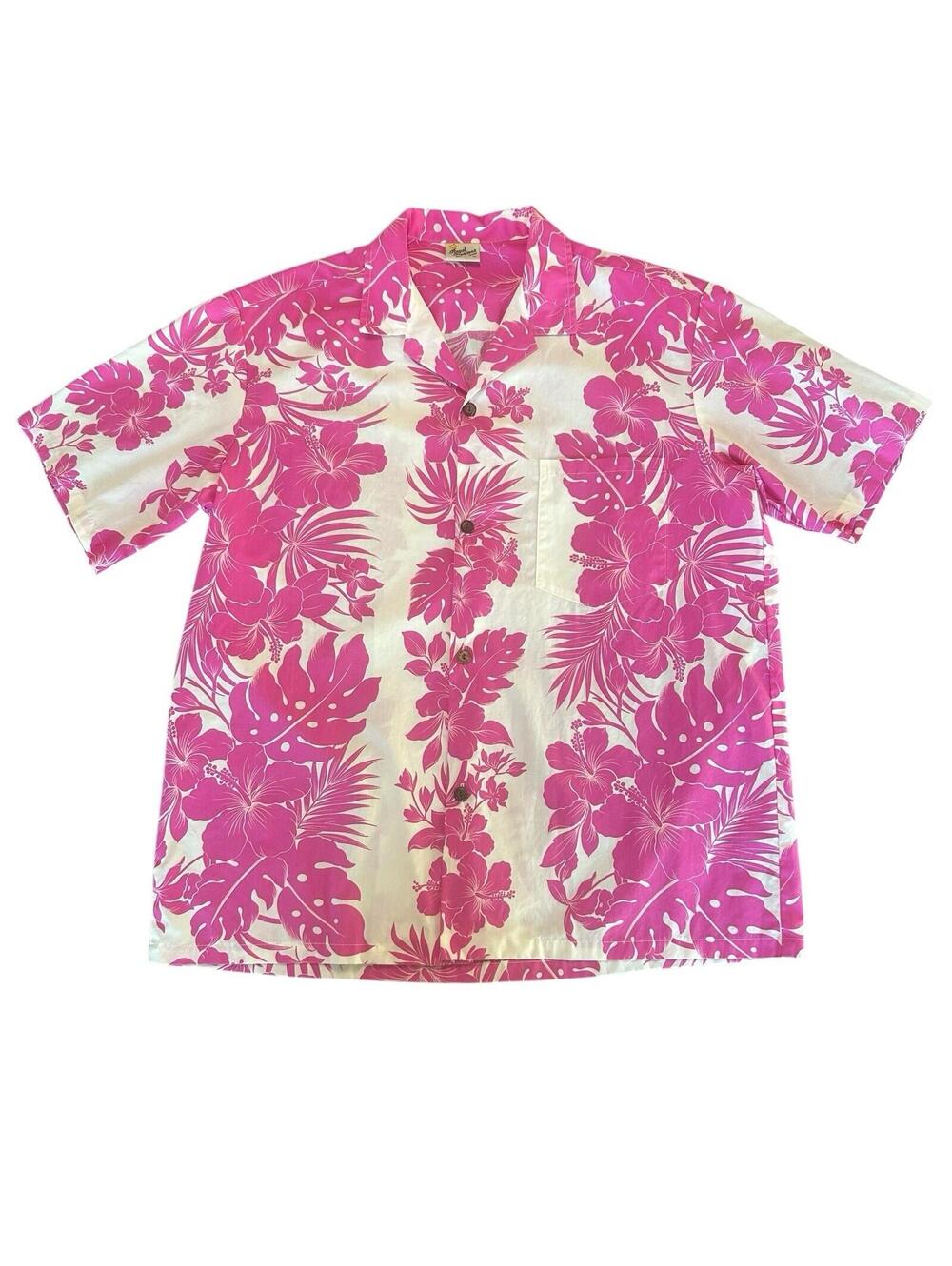 Vintage 90s Royal Creations Hawaii Pink Aloha Shirt Mens XL Tropical Floral